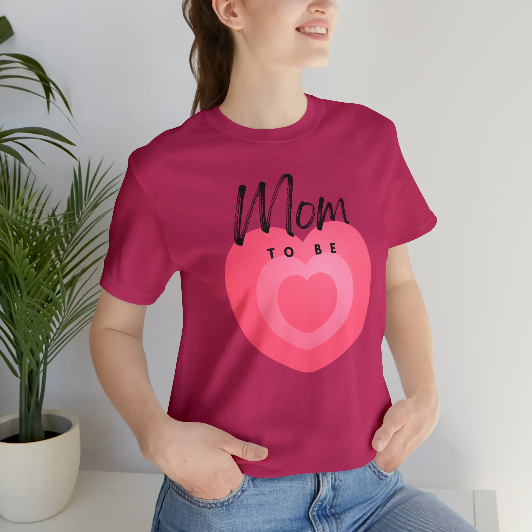 Mom Pink Heart T-Shirt | Expectant Mom Tee |  Bella Canvas 3001 Unisex |  Mother Short Sleeve Tshirt