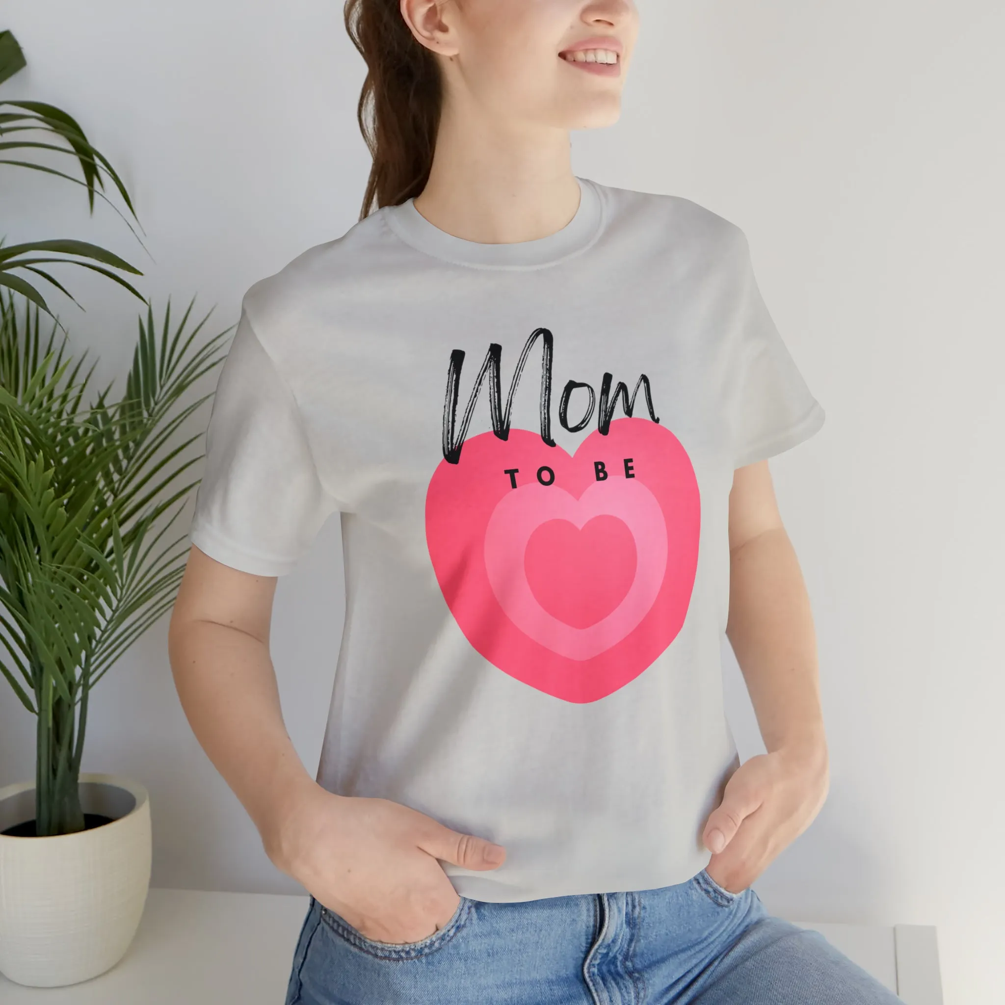 Mom Pink Heart T-Shirt | Expectant Mom Tee |  Bella Canvas 3001 Unisex |  Mother Short Sleeve Tshirt
