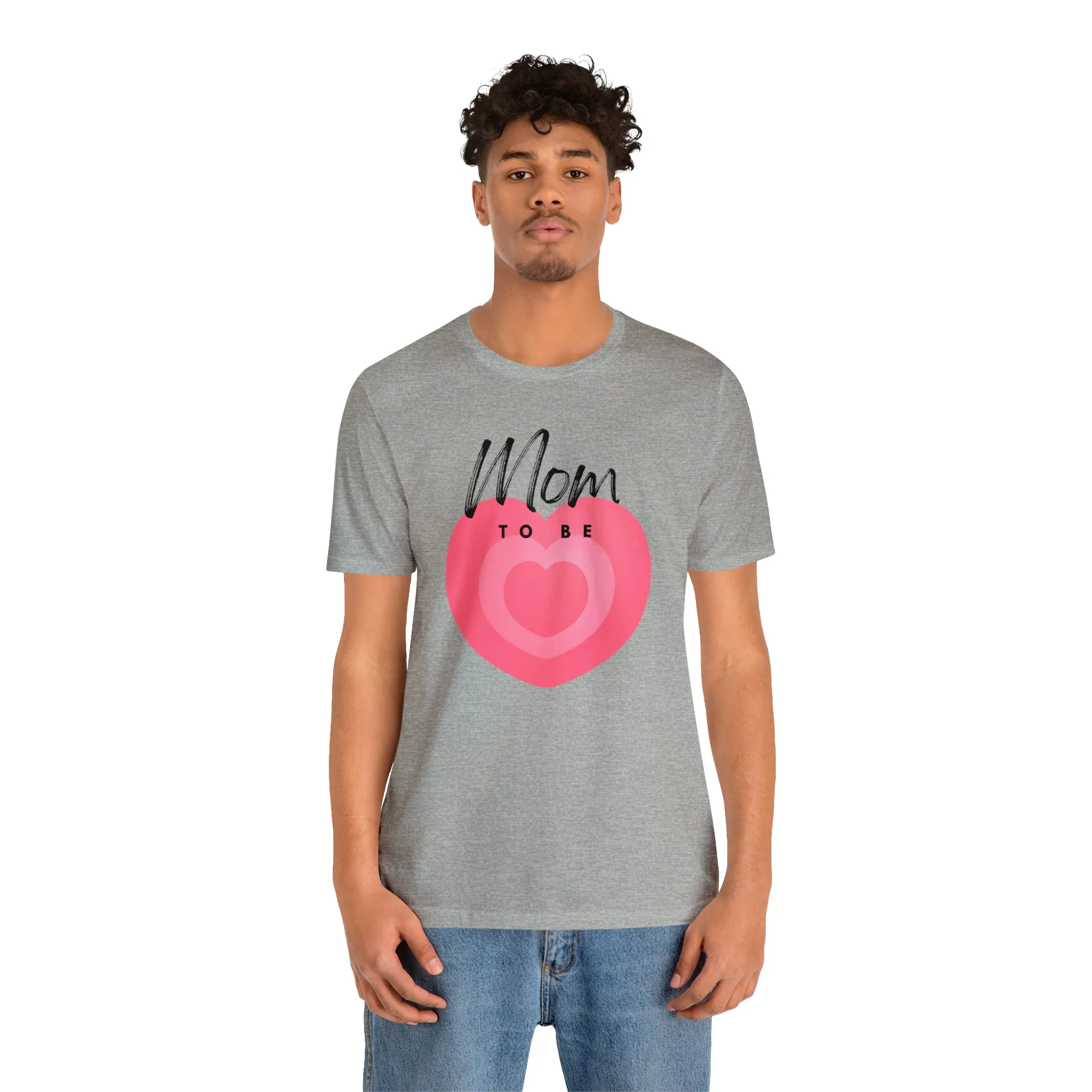 Mom Pink Heart T-Shirt | Expectant Mom Tee |  Bella Canvas 3001 Unisex |  Mother Short Sleeve Tshirt