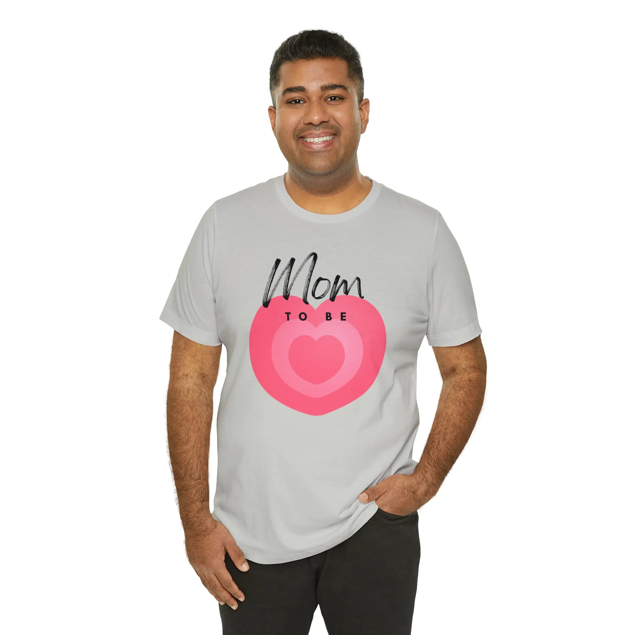 Mom Pink Heart T-Shirt | Expectant Mom Tee |  Bella Canvas 3001 Unisex |  Mother Short Sleeve Tshirt