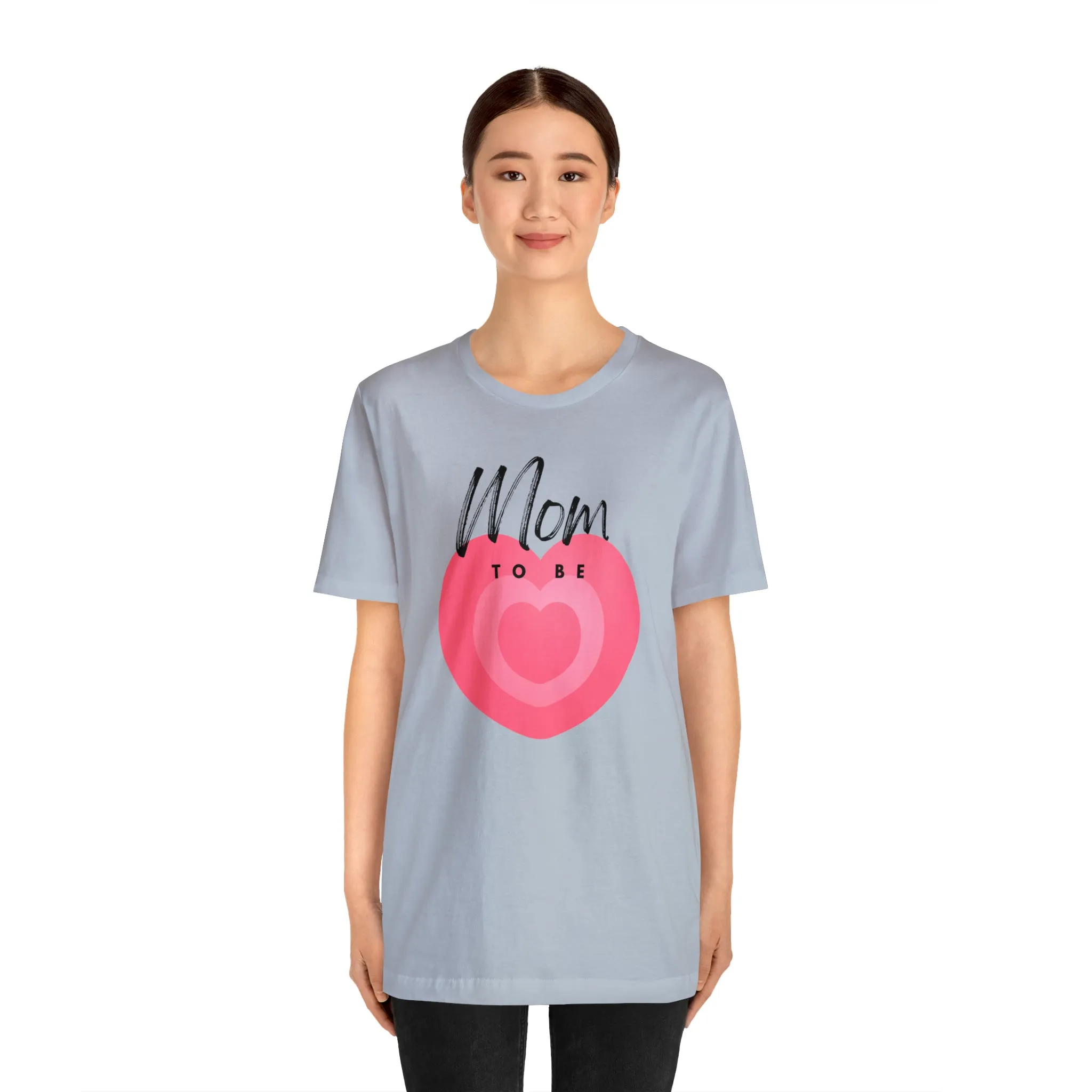 Mom Pink Heart T-Shirt | Expectant Mom Tee |  Bella Canvas 3001 Unisex |  Mother Short Sleeve Tshirt