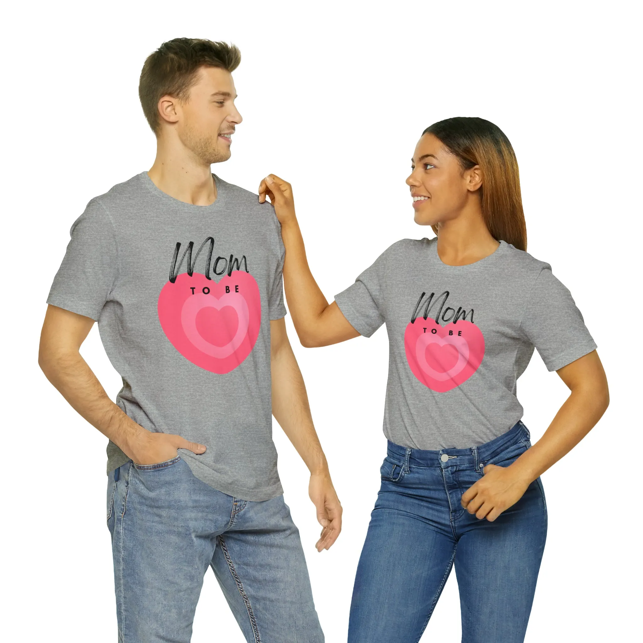Mom Pink Heart T-Shirt | Expectant Mom Tee |  Bella Canvas 3001 Unisex |  Mother Short Sleeve Tshirt