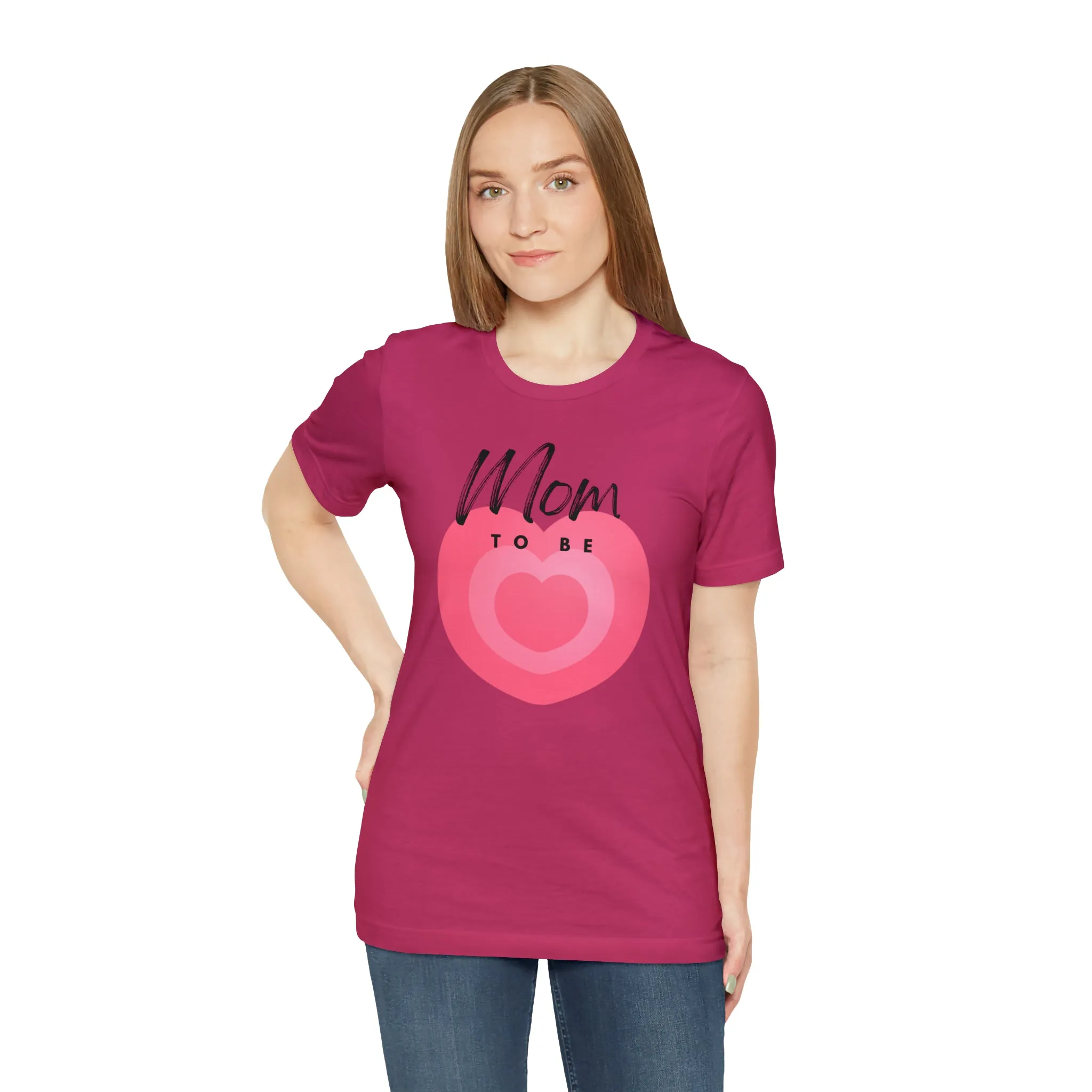 Mom Pink Heart T-Shirt | Expectant Mom Tee |  Bella Canvas 3001 Unisex |  Mother Short Sleeve Tshirt