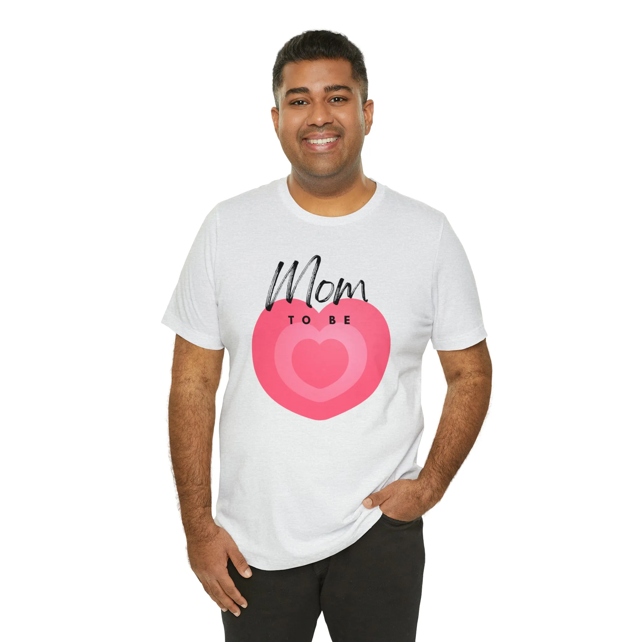 Mom Pink Heart T-Shirt | Expectant Mom Tee |  Bella Canvas 3001 Unisex |  Mother Short Sleeve Tshirt