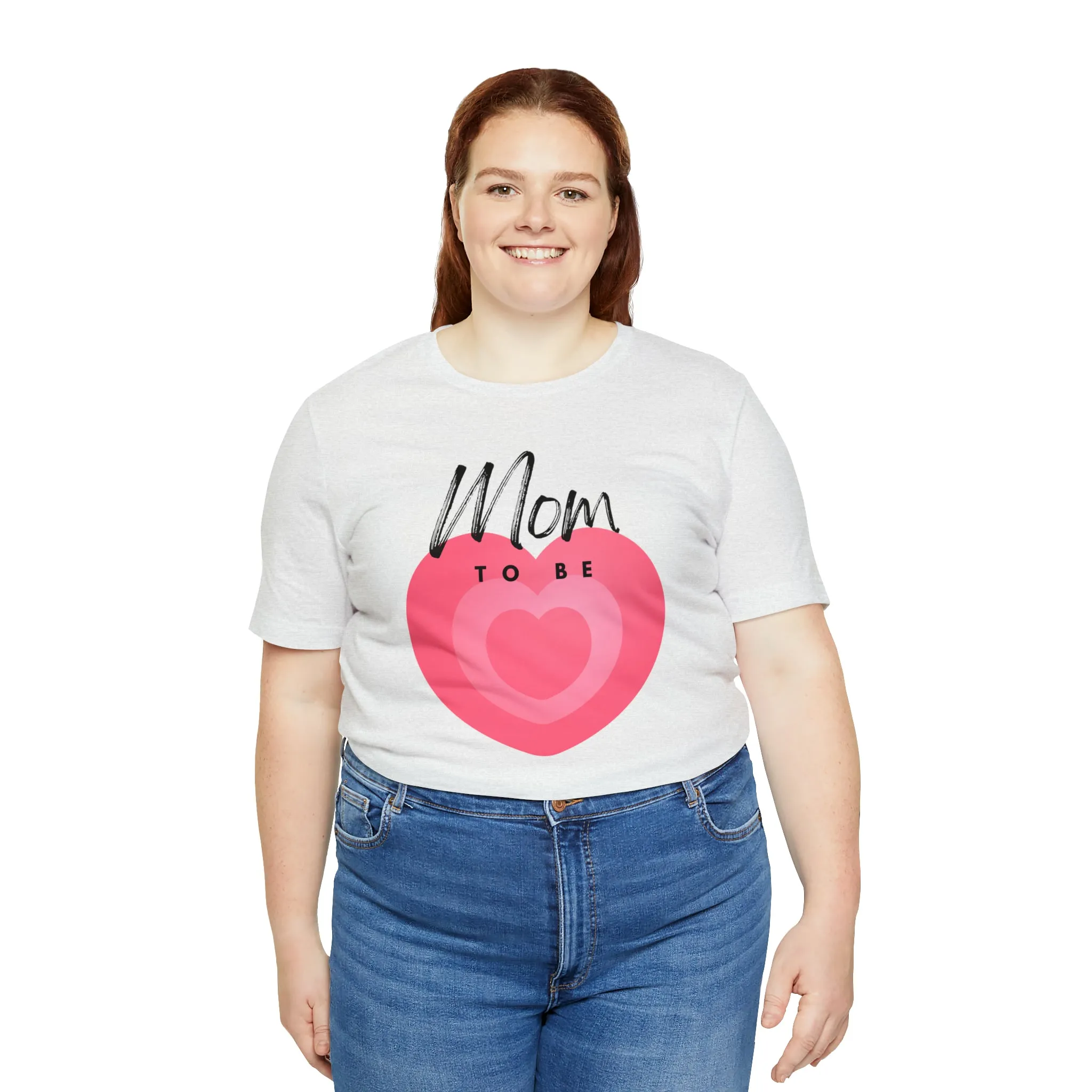 Mom Pink Heart T-Shirt | Expectant Mom Tee |  Bella Canvas 3001 Unisex |  Mother Short Sleeve Tshirt