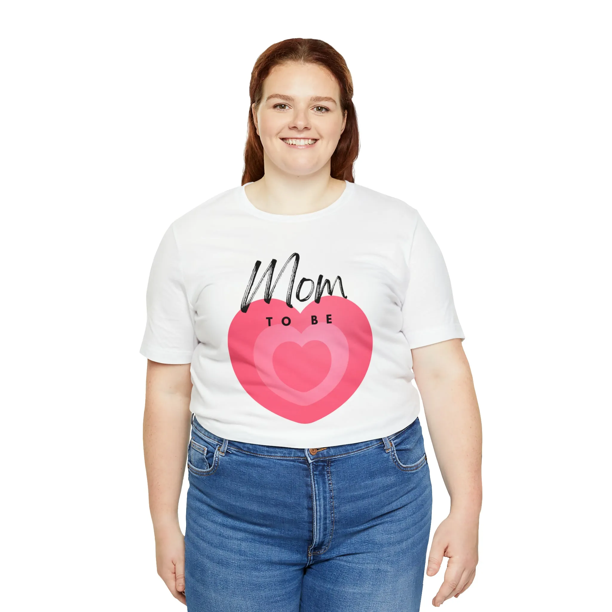 Mom Pink Heart T-Shirt | Expectant Mom Tee |  Bella Canvas 3001 Unisex |  Mother Short Sleeve Tshirt