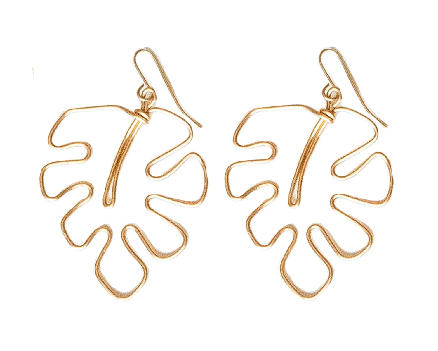 Monstera Palm Earrings - Gold