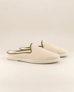 Mule homme lin, beige kaki