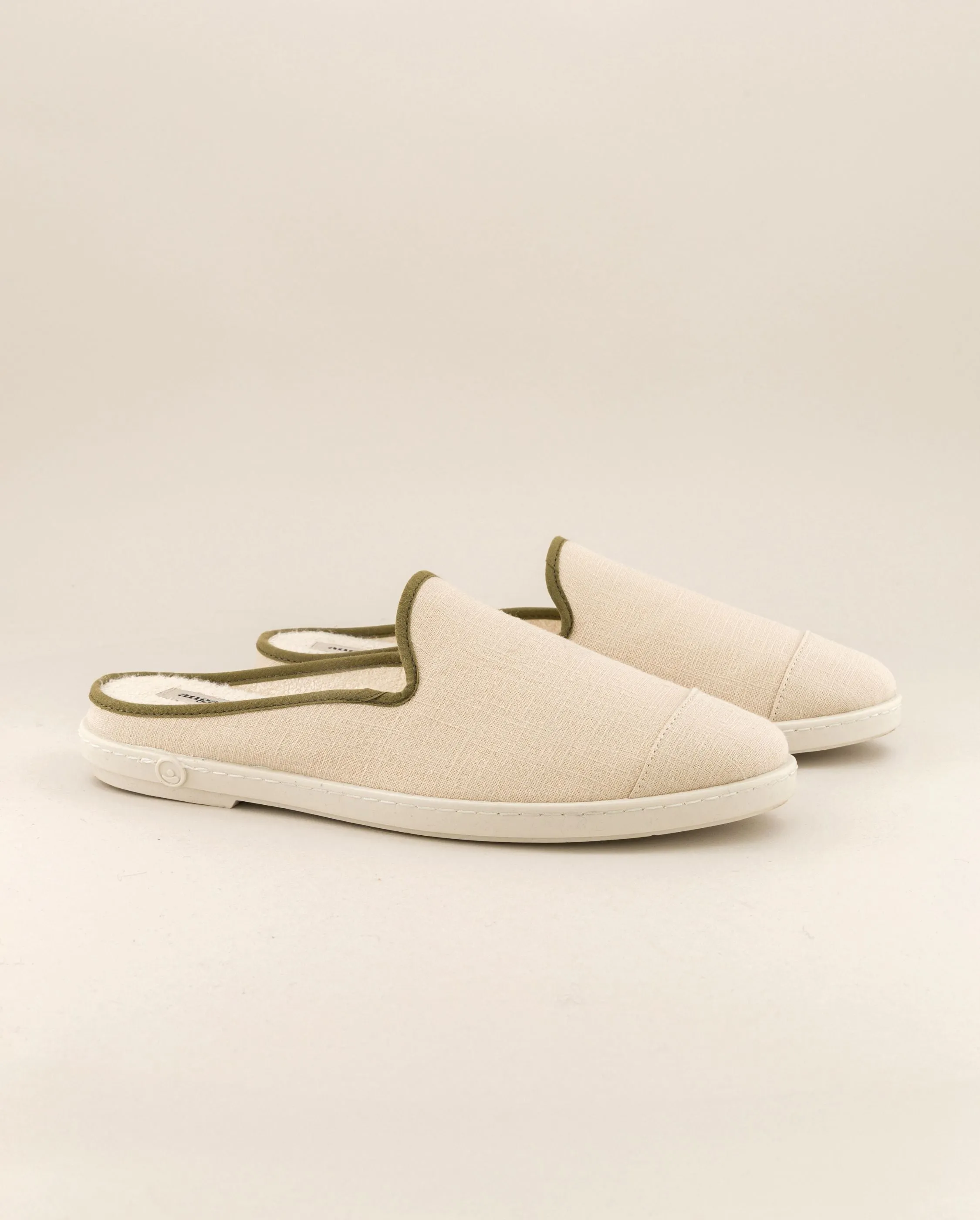 Mule homme lin, beige kaki