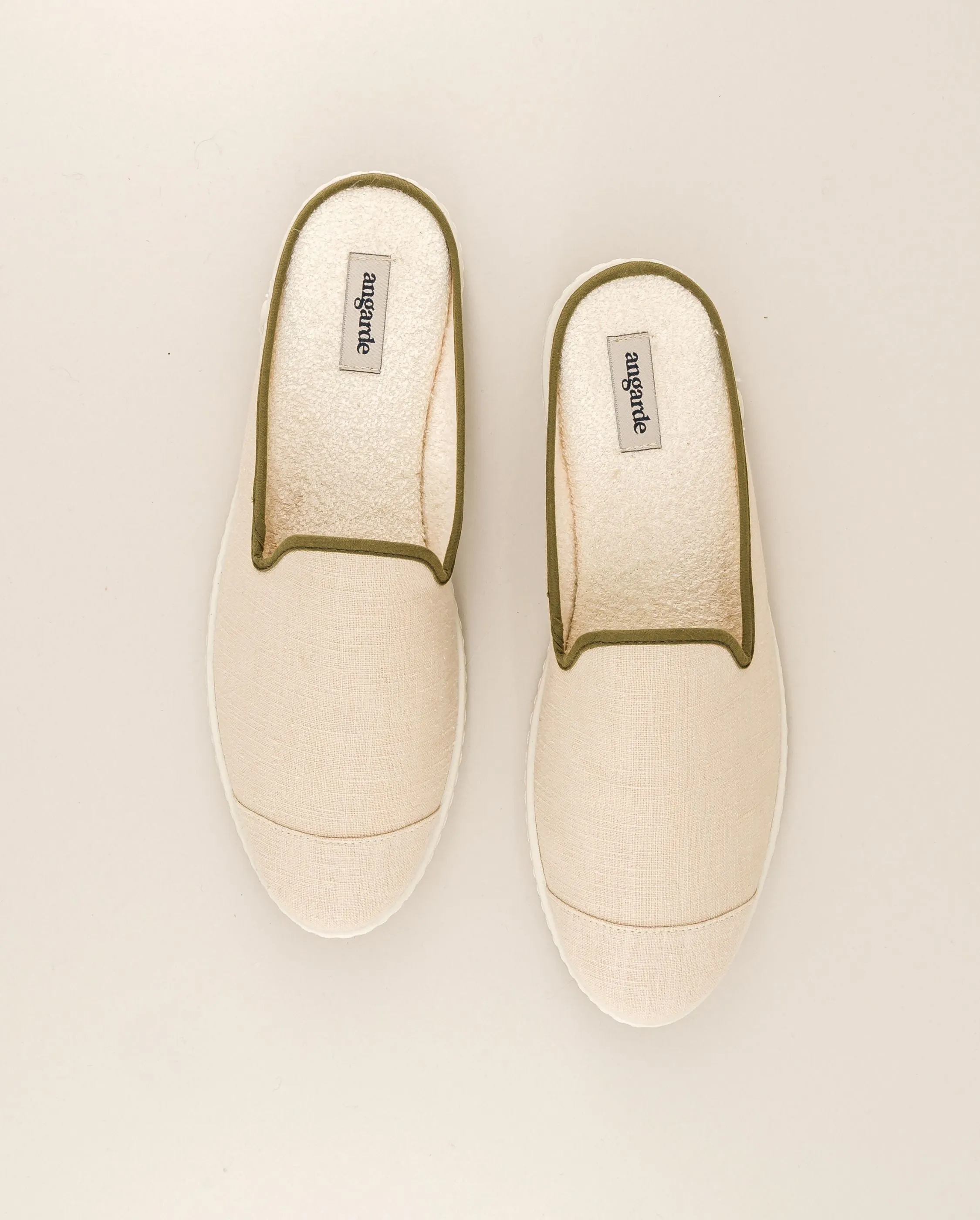 Mule homme lin, beige kaki
