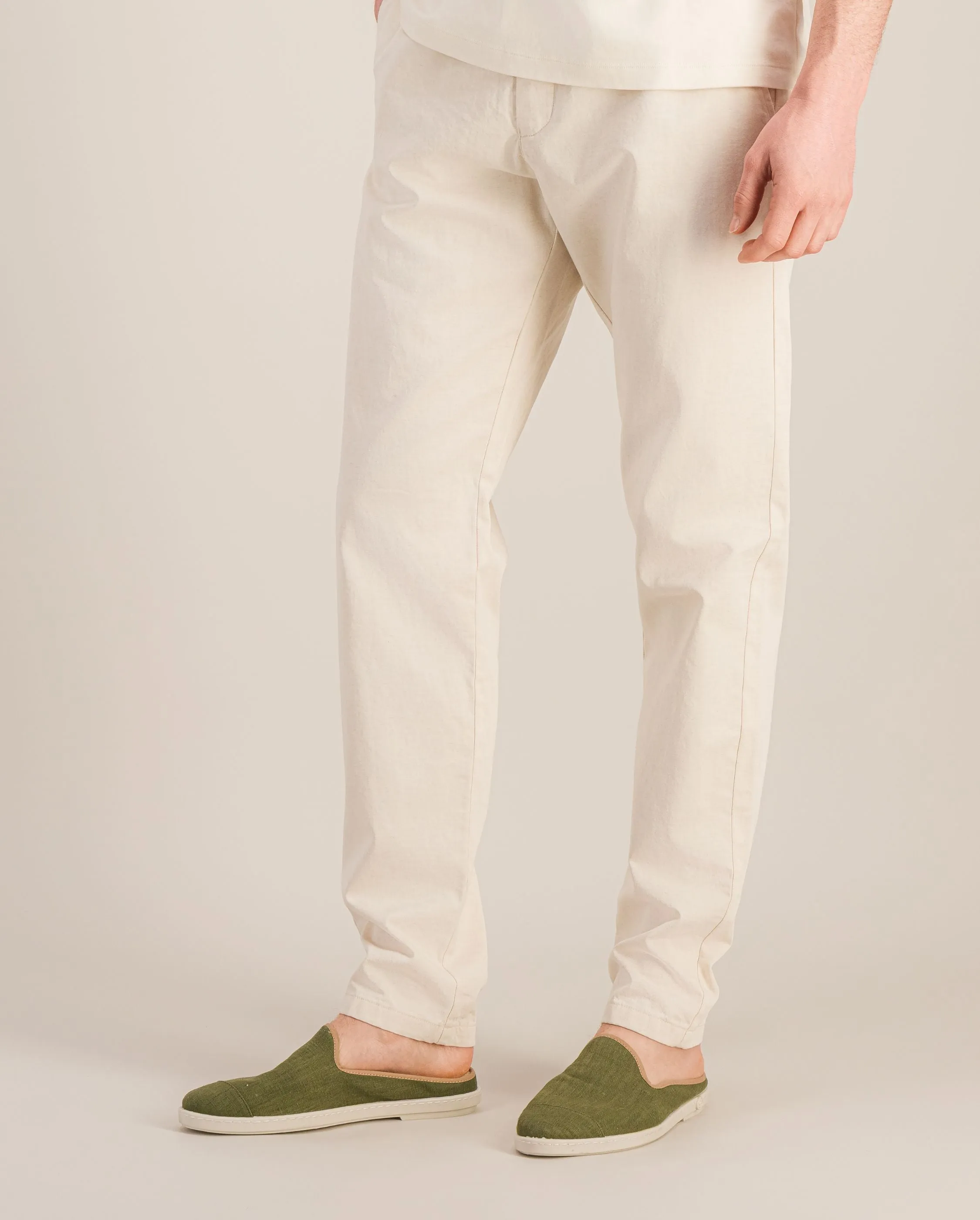 Mule homme lin, kaki taupe