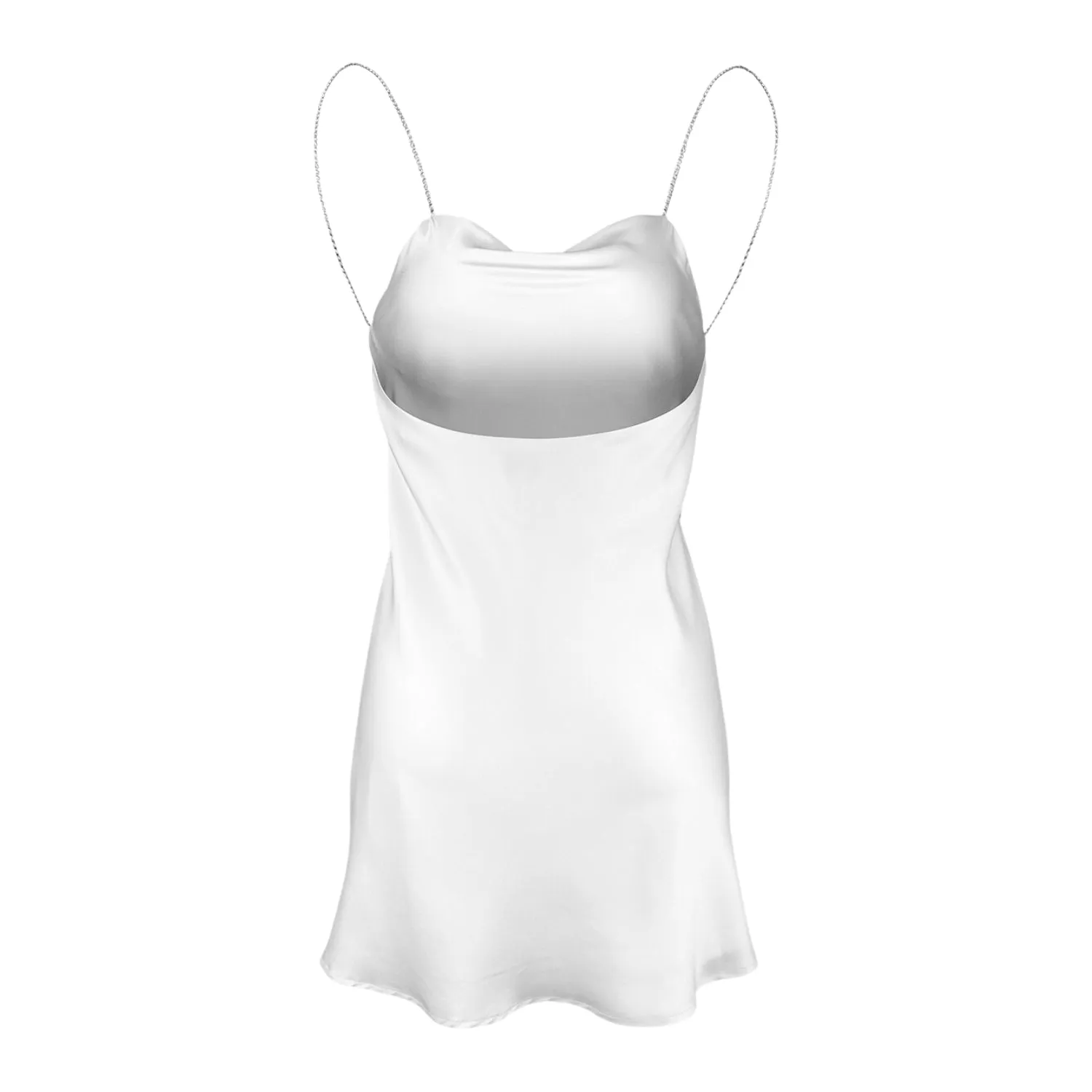 Muse Silk White Mini Dress with Crystal Straps