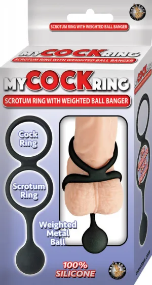 My  Ring Scrotum Ring With Weighted Ball  er - Black