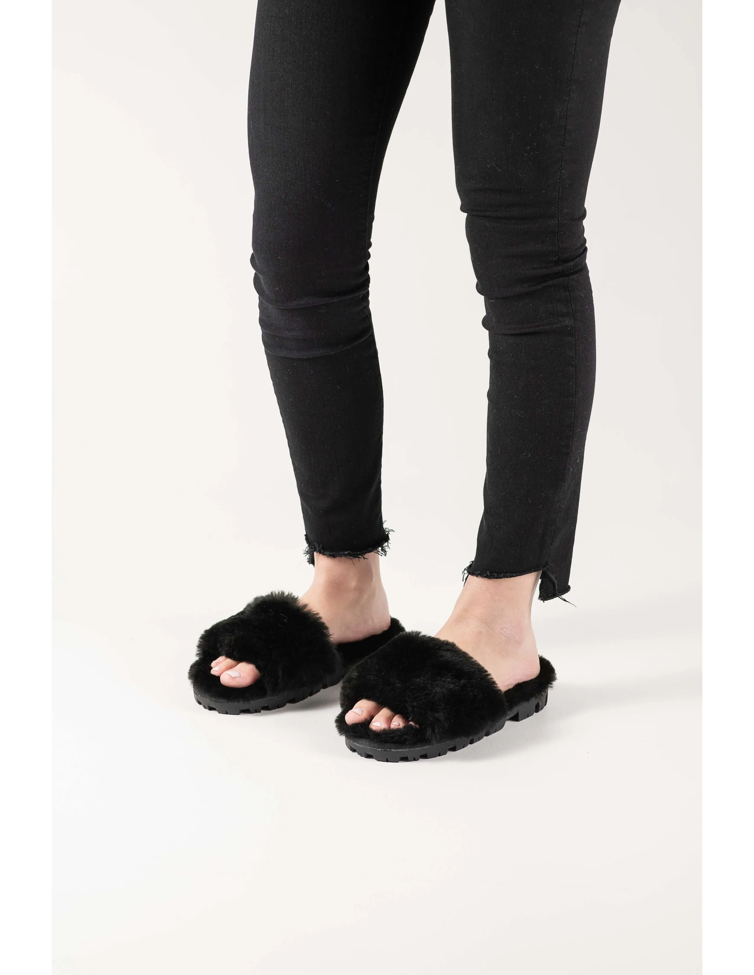 Natural Charlotte Suede Women Slippers | Black