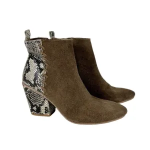 Naughty Monkey Saffron Womens Ankle Boot Taupe Suede Snake Print size 8.5