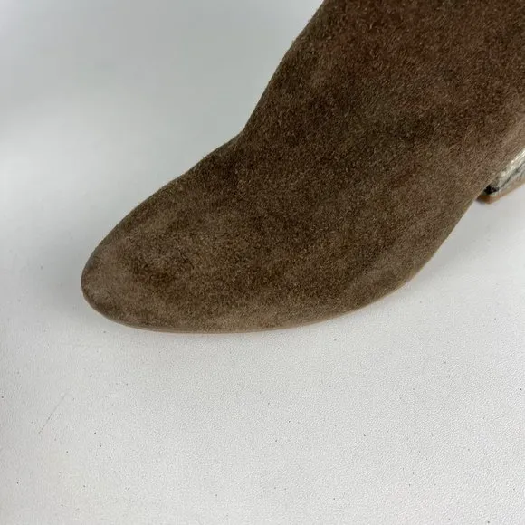 Naughty Monkey Saffron Womens Ankle Boot Taupe Suede Snake Print size 8.5