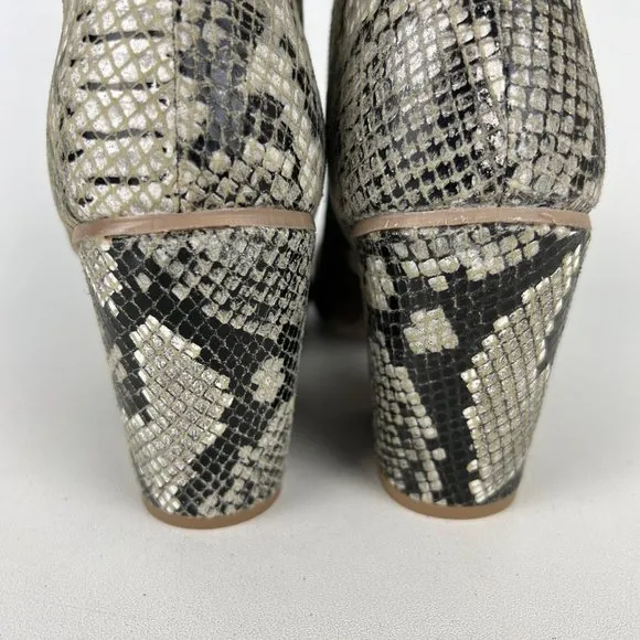 Naughty Monkey Saffron Womens Ankle Boot Taupe Suede Snake Print size 8.5