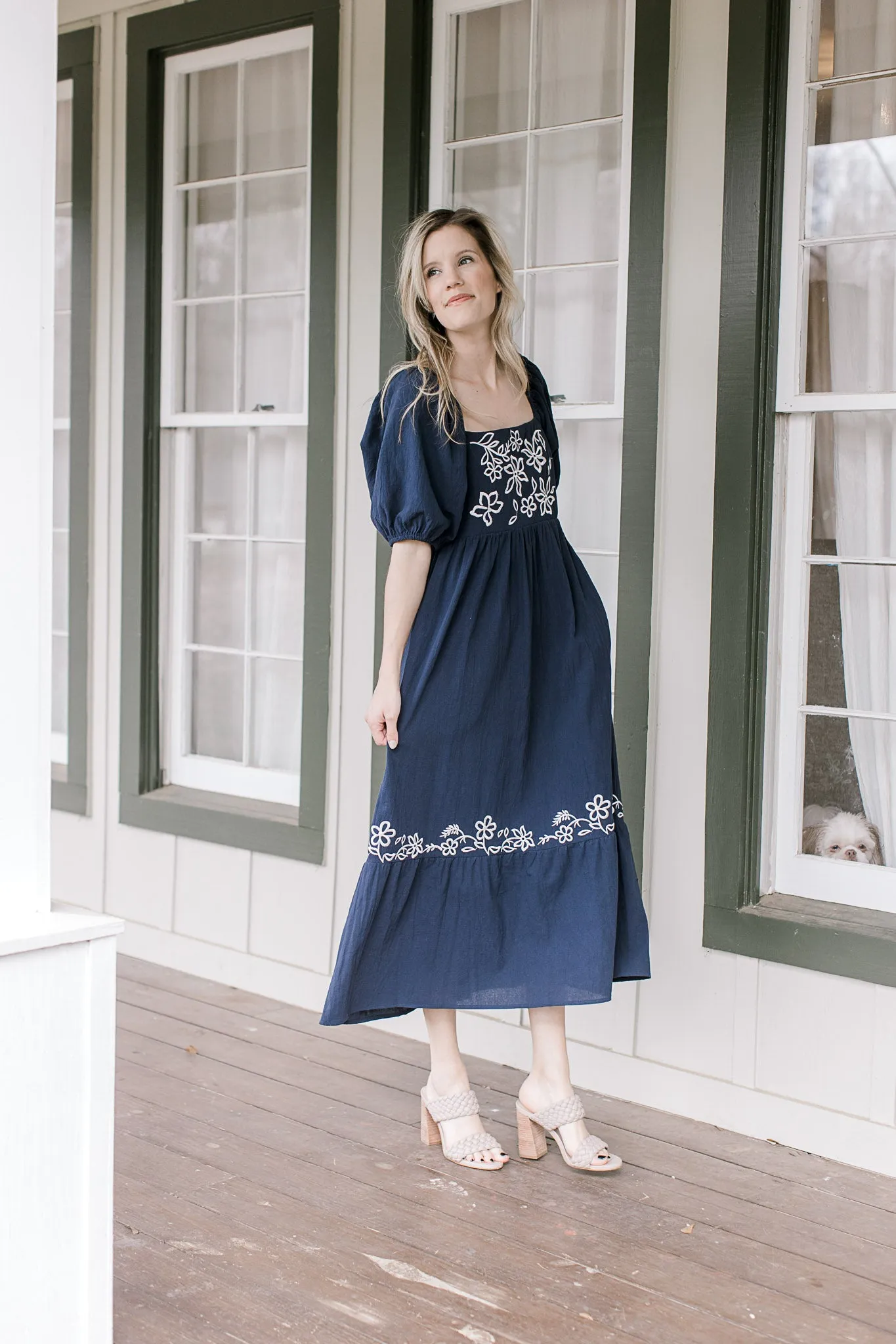 Navy Embroidered Dress