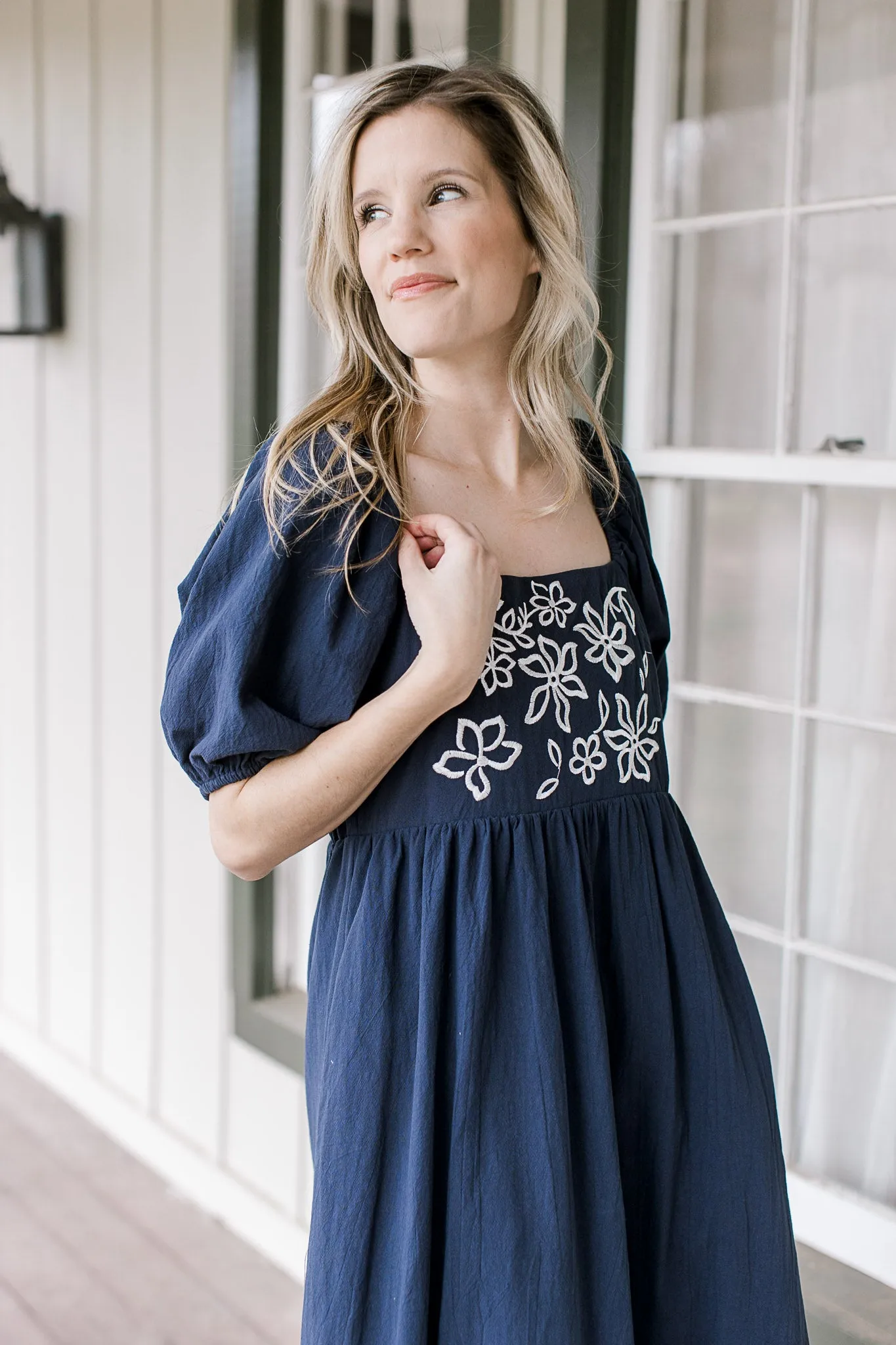 Navy Embroidered Dress
