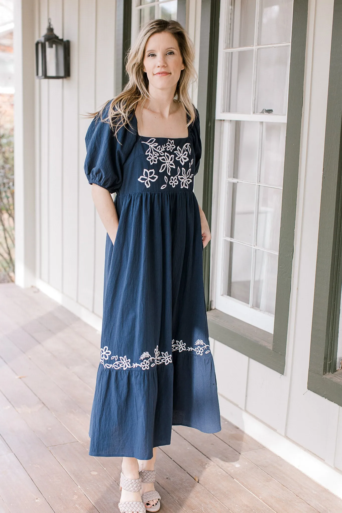 Navy Embroidered Dress