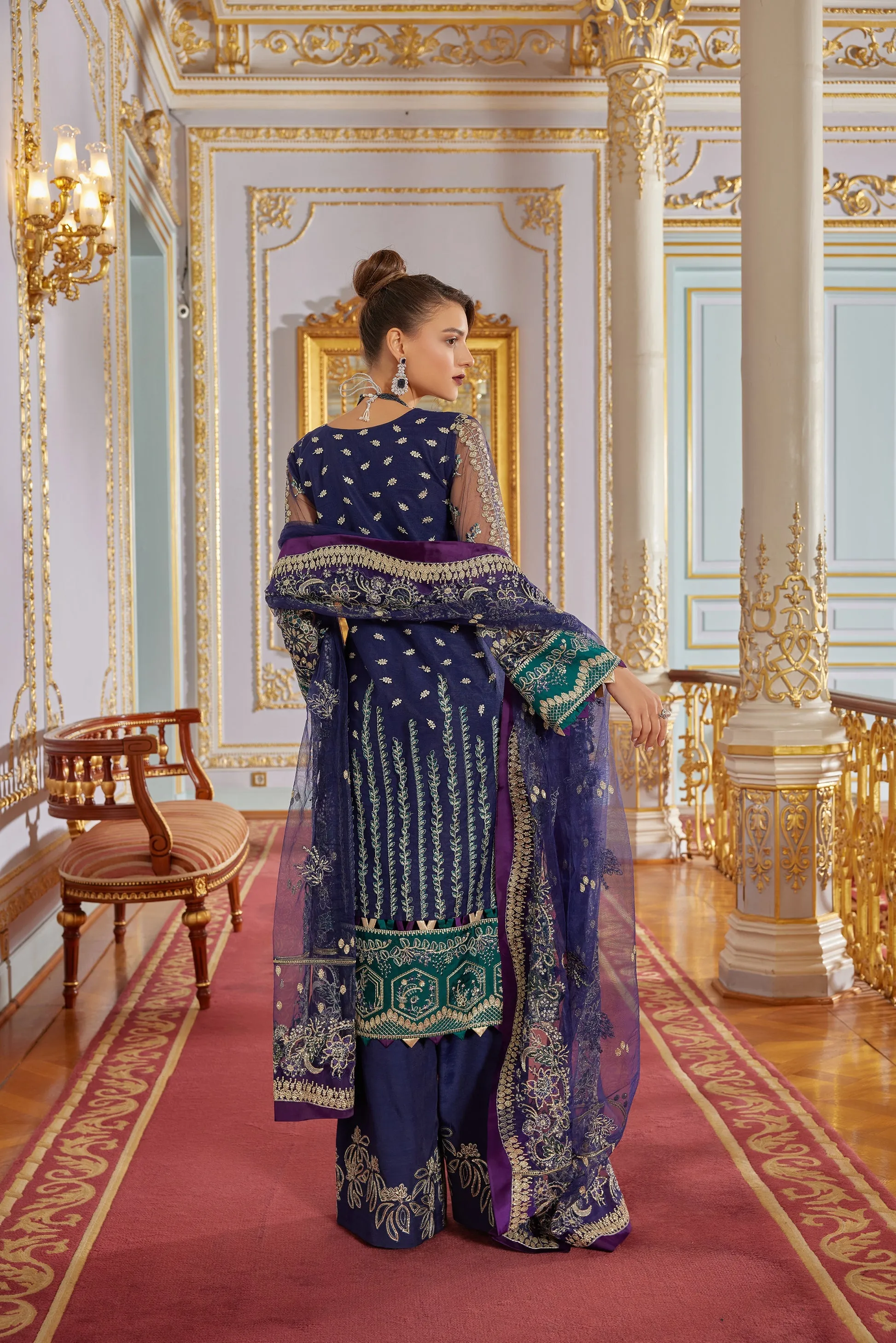 Net Kameez and Raw Silk Trouser Pakistani Wedding Dress