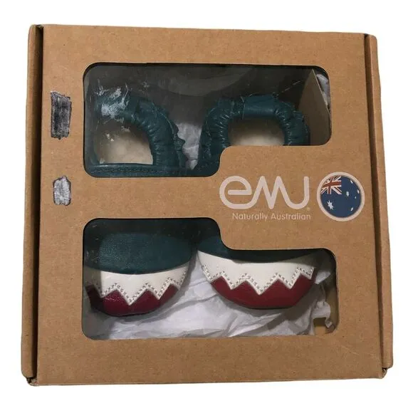 NIB Emu Australia Little Grubs Crocodile Leather Sheepskin Moccasin 0-6 Months