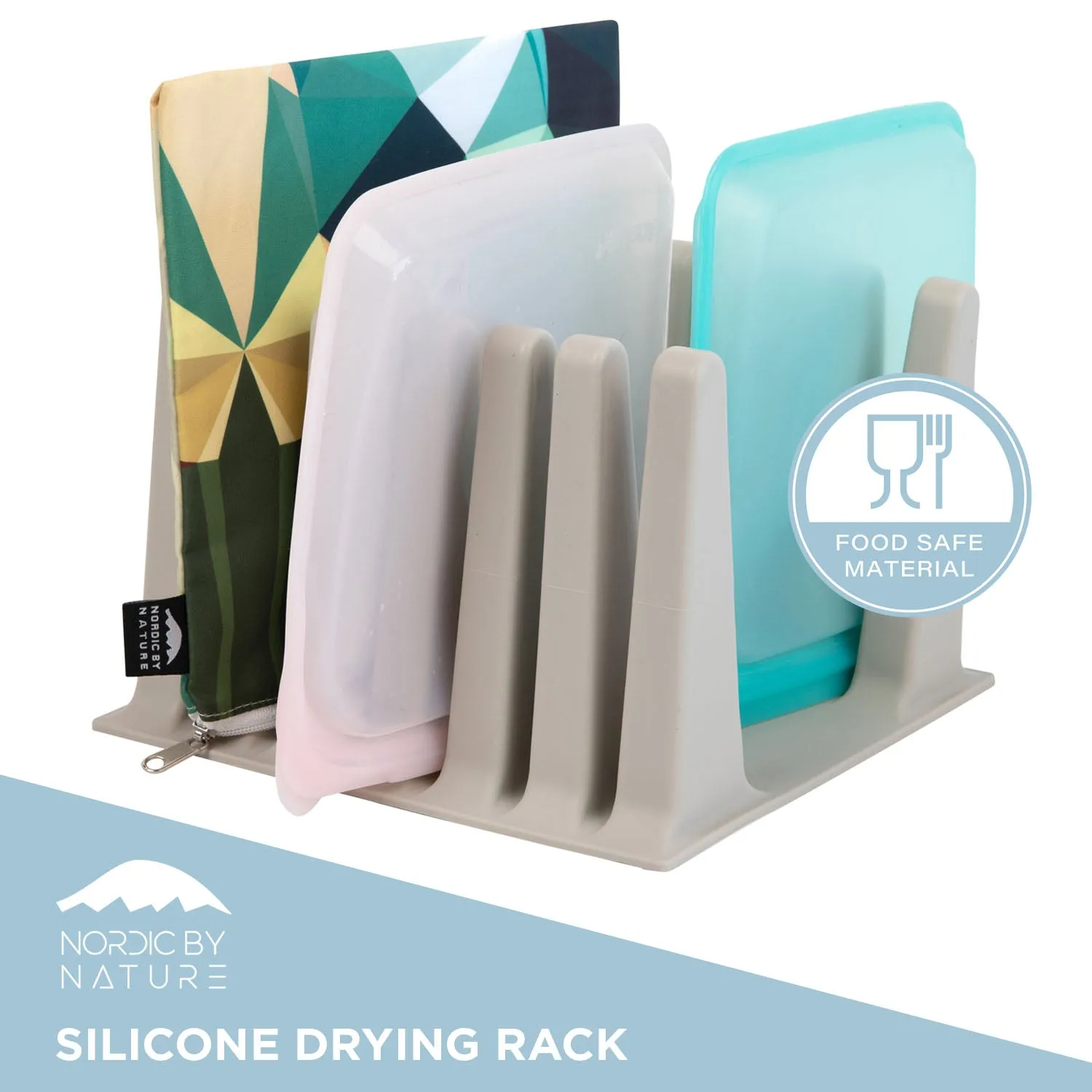 Nordic By Nature Silicone Drying Rack For Reusable Bags - (Light Grey)