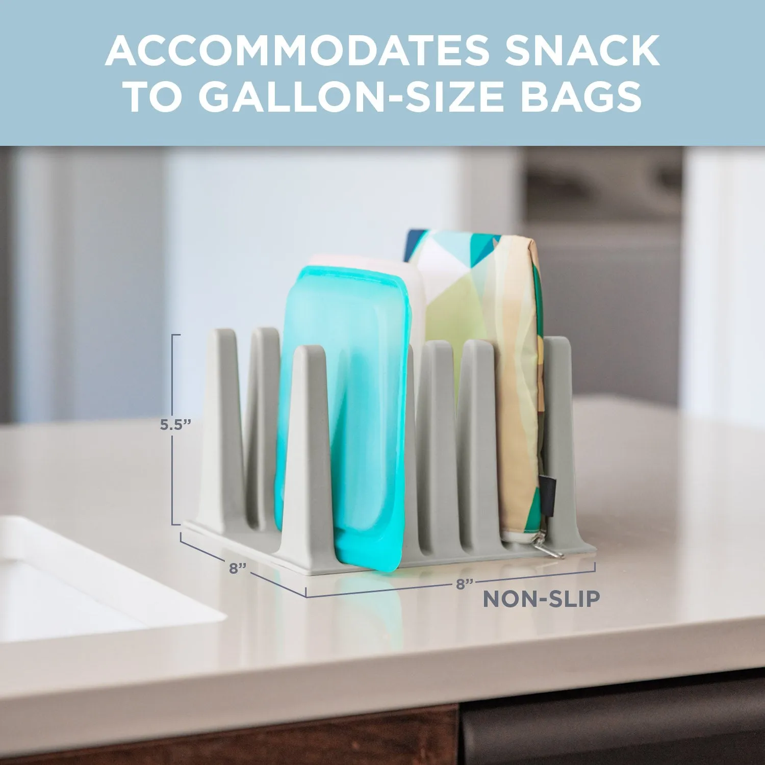Nordic By Nature Silicone Drying Rack For Reusable Bags - (Light Grey)