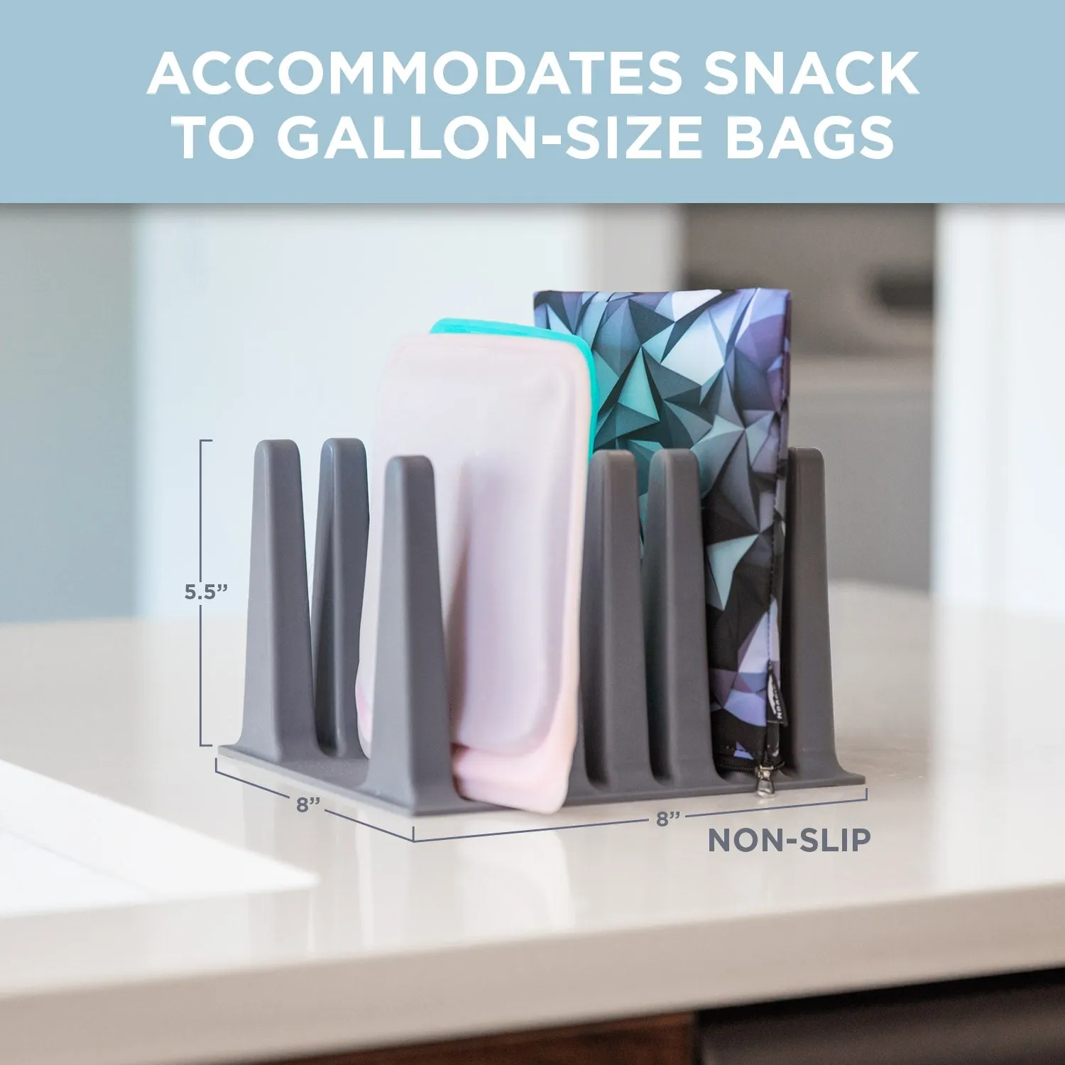 Nordic By Nature Silicone Drying Rack For Reusable Bags - (Slate Grey)