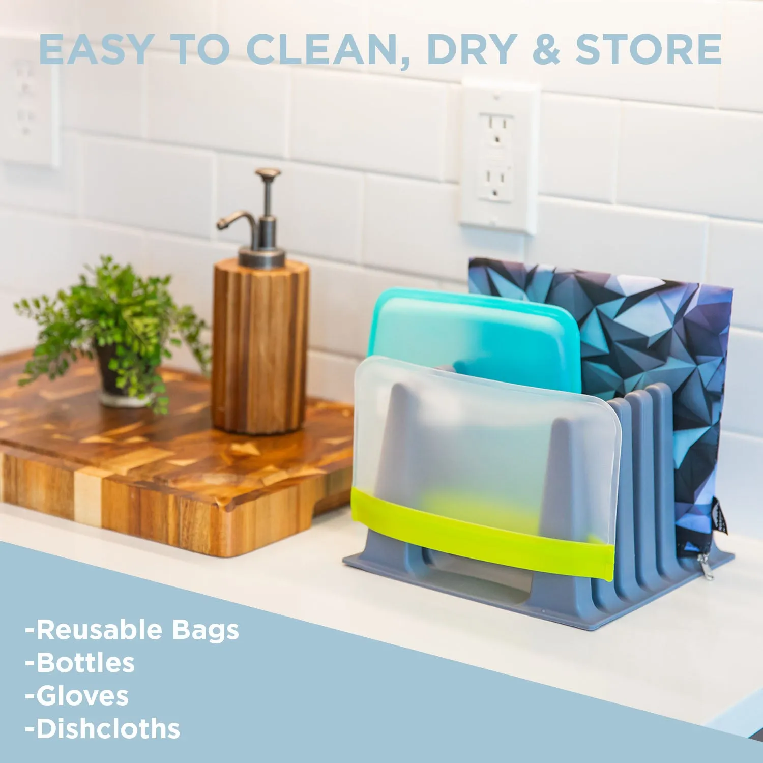 Nordic By Nature Silicone Drying Rack For Reusable Bags - (Slate Grey)