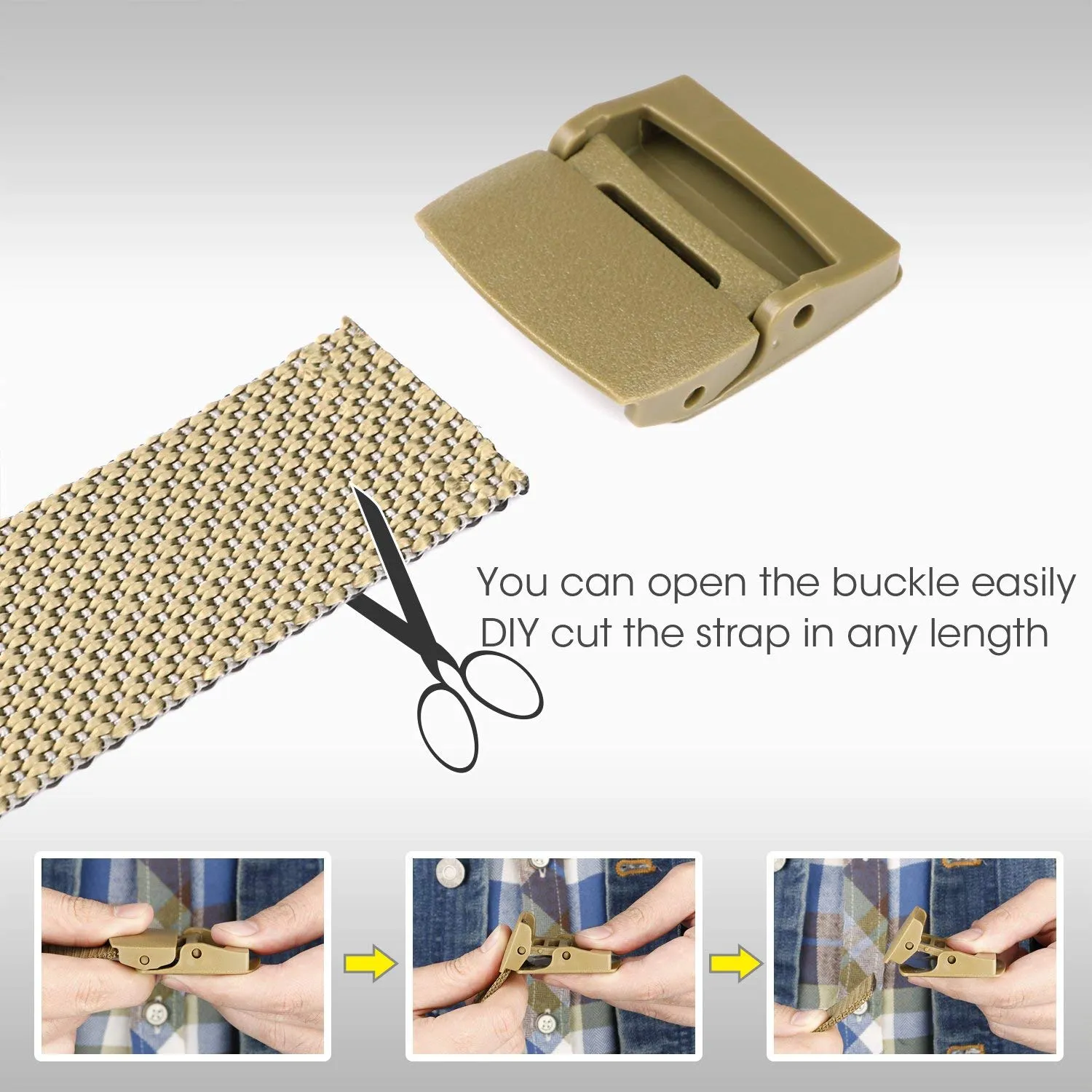 Nylon Belt Outdoor Belt Reversible Belt Tactical Duty Belt with YKK Plastic Buckle Up to 48"  by JASGOOD