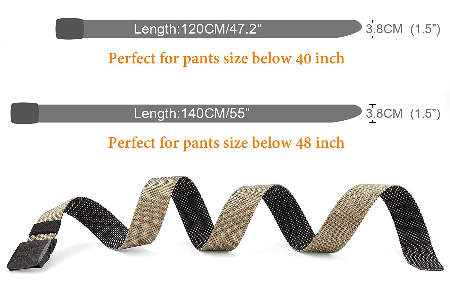Nylon Belt Outdoor Belt Reversible Belt Tactical Duty Belt with YKK Plastic Buckle Up to 48"  by JASGOOD