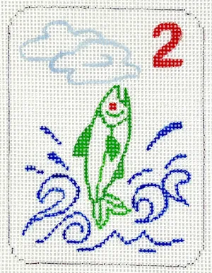 OM-372 Mini Mahjong Tile – Fish in Water