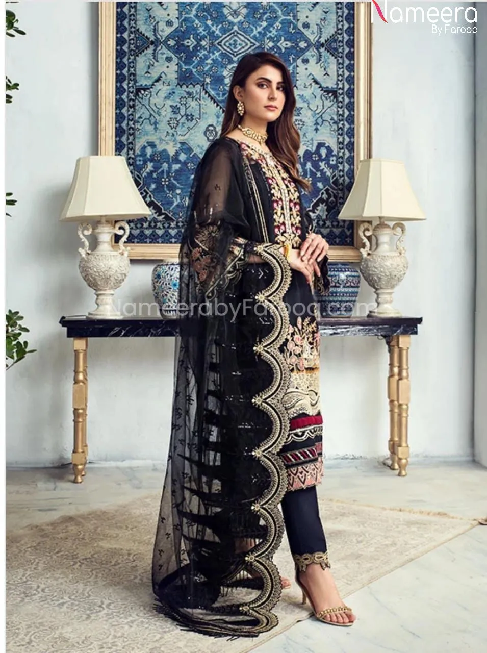 Pakistani Black Net Dress Online for Party 2021 #BP209