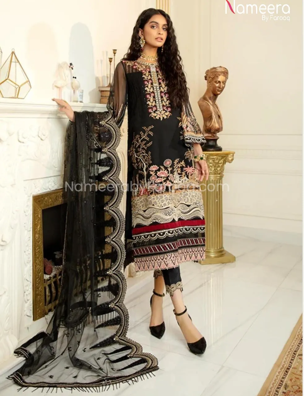 Pakistani Black Net Dress Online for Party 2021 #BP209