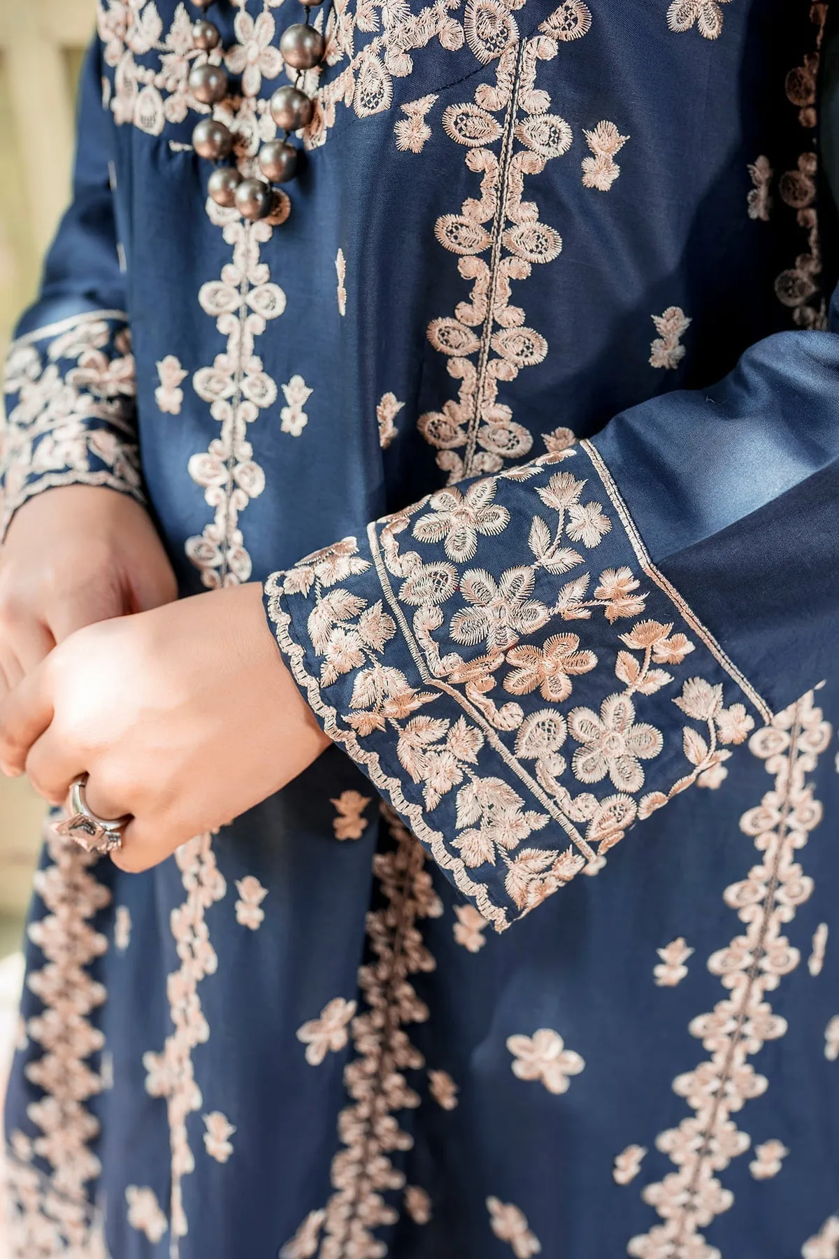 Pakistani Blue Dress in Frock Trouser Style for Eid