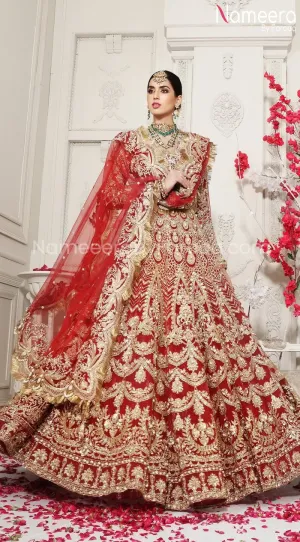 Pakistani Bridal Dress in Red Color for Wedding #BR114