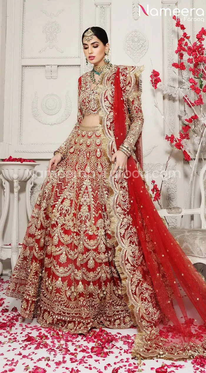 Pakistani Bridal Dress in Red Color for Wedding #BR114