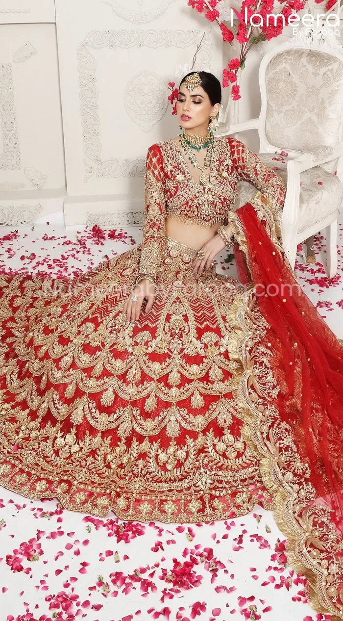 Pakistani Bridal Dress in Red Color for Wedding #BR114