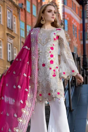 Pakistani designer white sequins embroidered dress # P2312