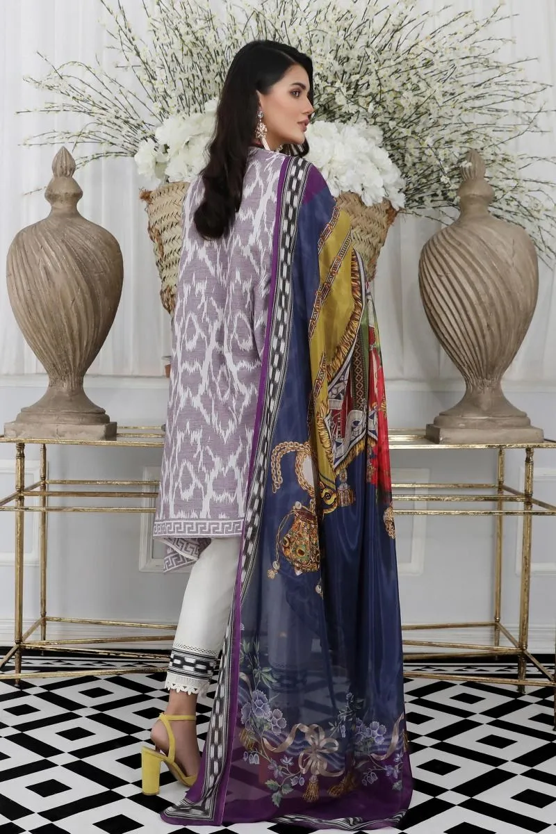 Pakistani designer woven dress for casual wear in grey color # P2387