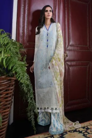 Pakistani embroidered slub dress for casual wear in silver grey color # P2399