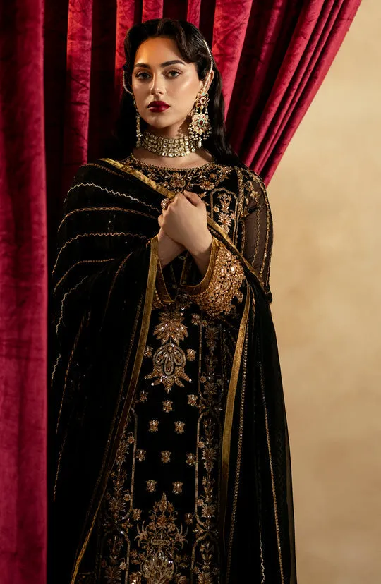 Pakistani Wedding Dress in Black Kameez Trouser Style