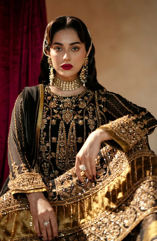 Pakistani Wedding Dress in Black Kameez Trouser Style
