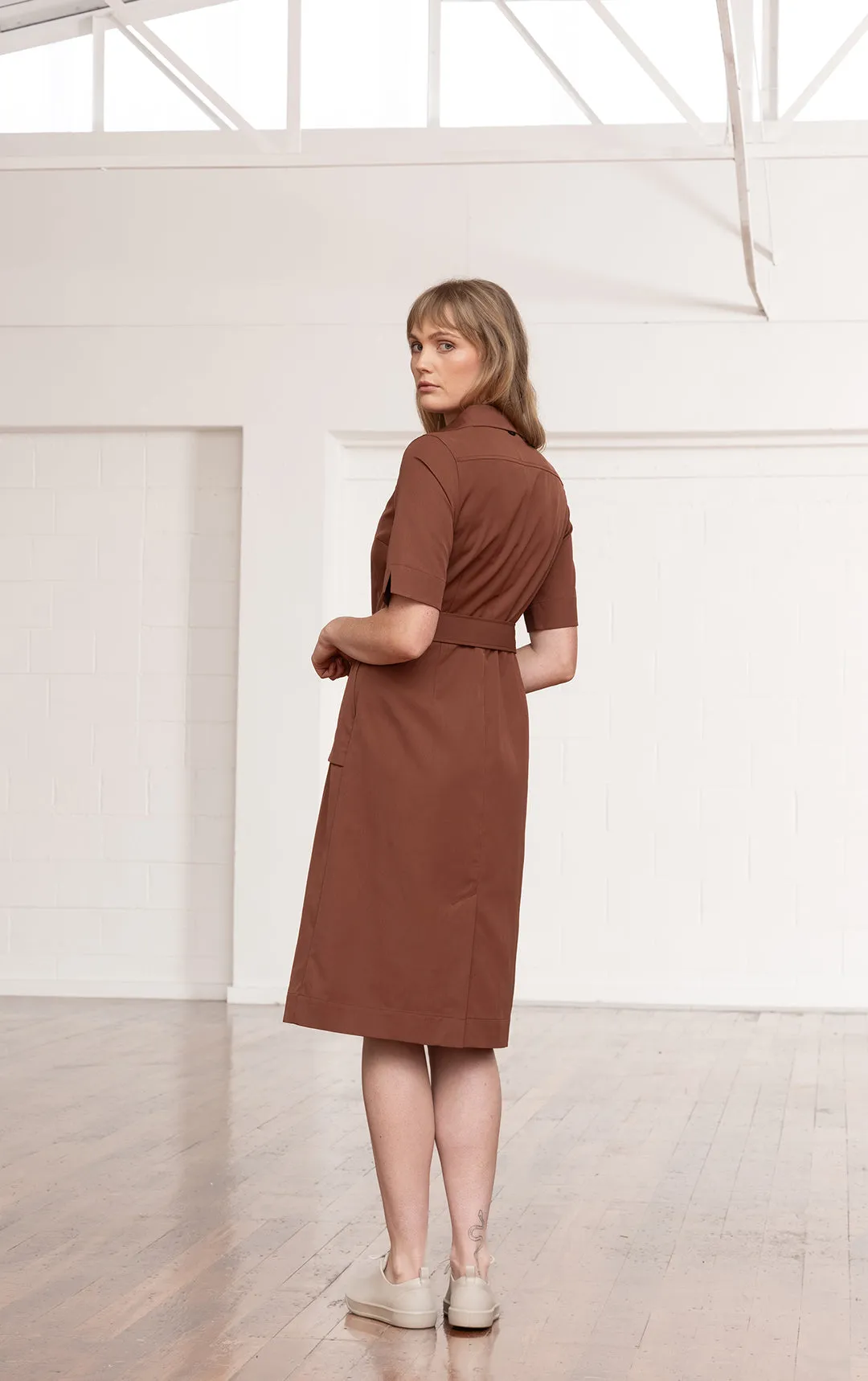 PERFORMANCE TWILL SHIRT DRESS - CLEARANCE