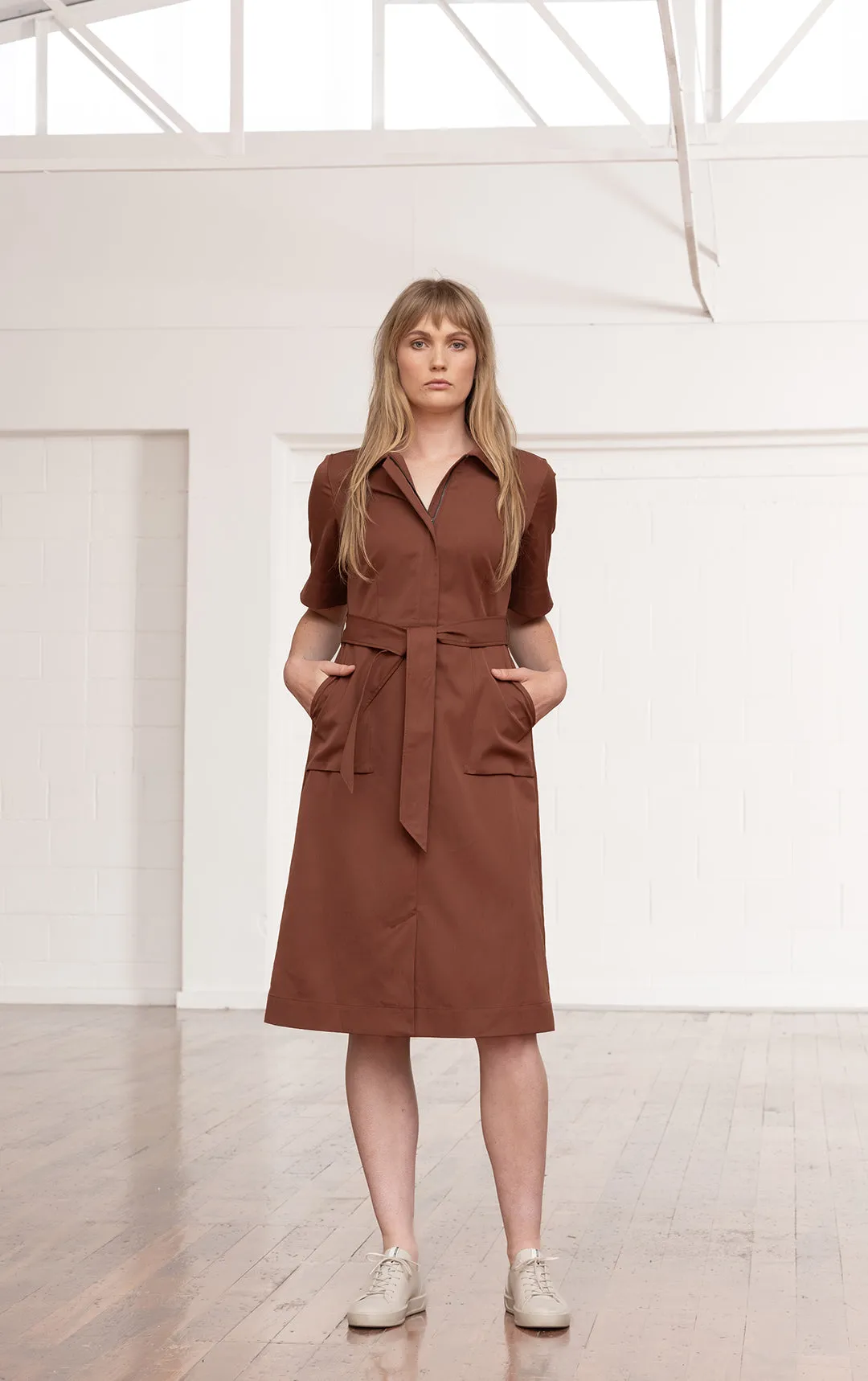 PERFORMANCE TWILL SHIRT DRESS - CLEARANCE