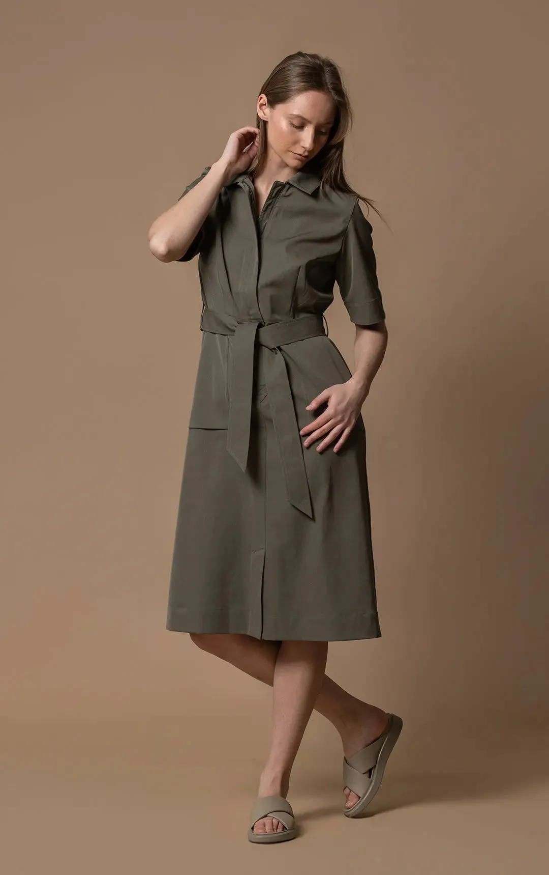 PERFORMANCE TWILL SHIRT DRESS - CLEARANCE