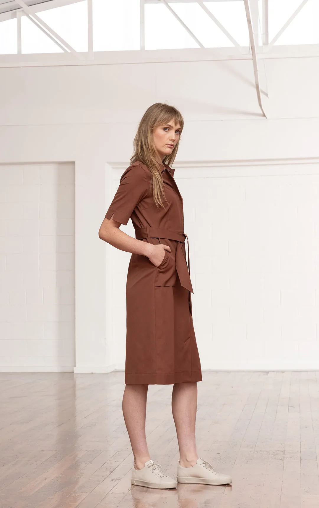 PERFORMANCE TWILL SHIRT DRESS - CLEARANCE