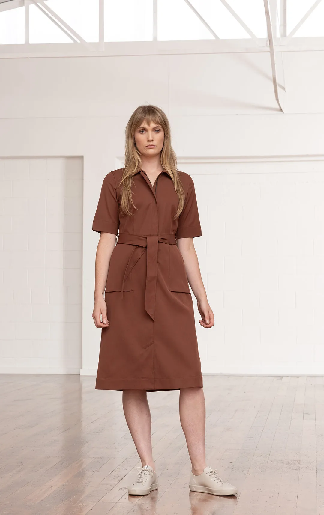 PERFORMANCE TWILL SHIRT DRESS - CLEARANCE