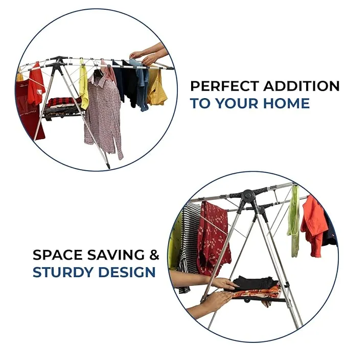 Perilla Butterfly Shaped Cloth Drying Rack with Shoe Drying Space (Mega)